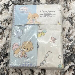 NEW Pair of 2 Precious Moments Baby Flannel Receiving Blankets